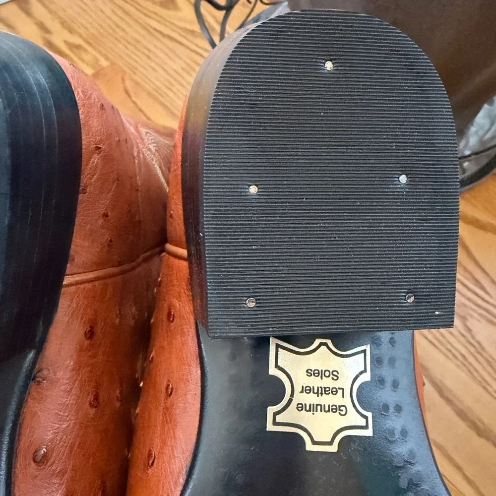 Men’s Cowboy Ostrich Boots Men’s Size 27.5 Mex 9 US Embroidered Made in Mexico - Picture 7 of 8